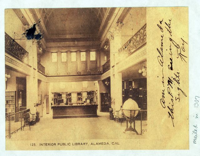 historic postcard ca 1906, main floor atrium